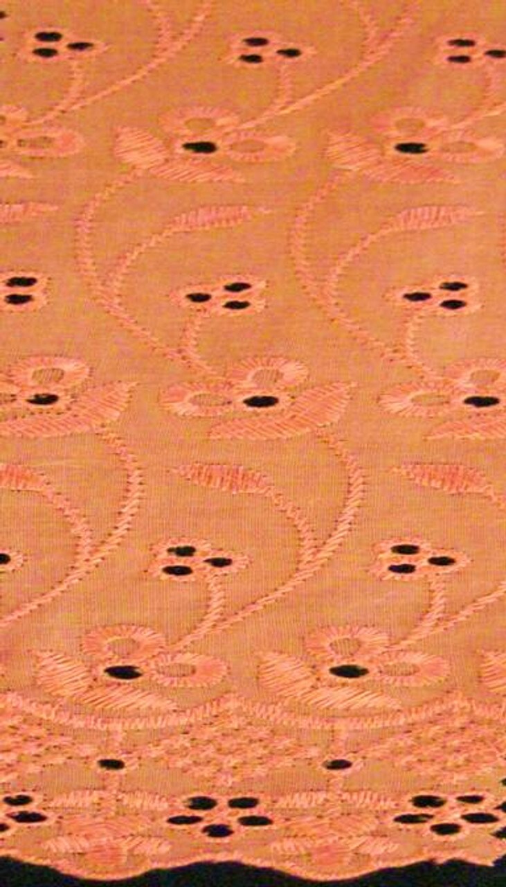 1 Yard Lightweight Coral Eyelet Embroidery Fabric Cotton Polyester Blend 41/42 Inches Wide